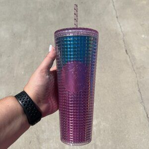 Starbucks Blue Pink Ombre Grid Venti Tumbler Cold Cup - NWT